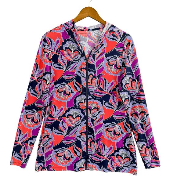 Lands' End Jackets & Blazers - Lands End Women Hoodie Jacket Colorful Abstract Full Zip sz/ S